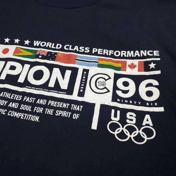 Vintage Champion 1996 USA Atlanta Olympics Team T Shirt Size Large Navy Blue - Picture 6 of 8